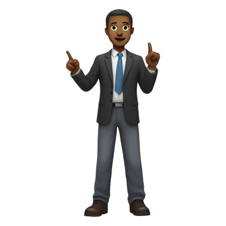 male teacher full body pointing finger to right sticker
