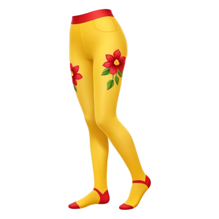 yellow tights decorated with red flowers, clean and bold sticker