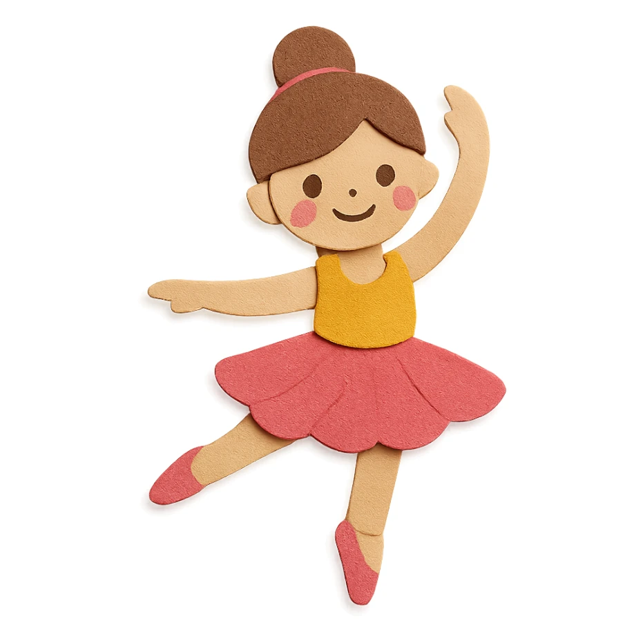 ballerina girl with layered paper effect sticker