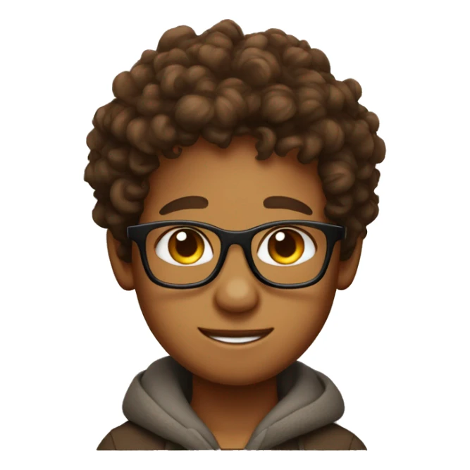 Brown haired curl boy with glasses on top of a kangaroo sticker