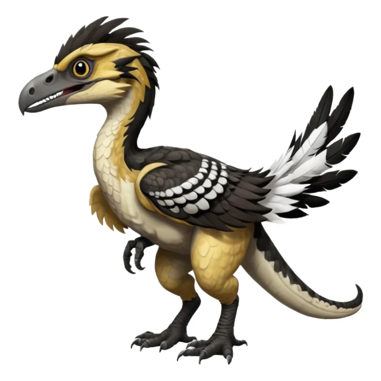 Utahraptor with a lot of feathers and white and black sticker