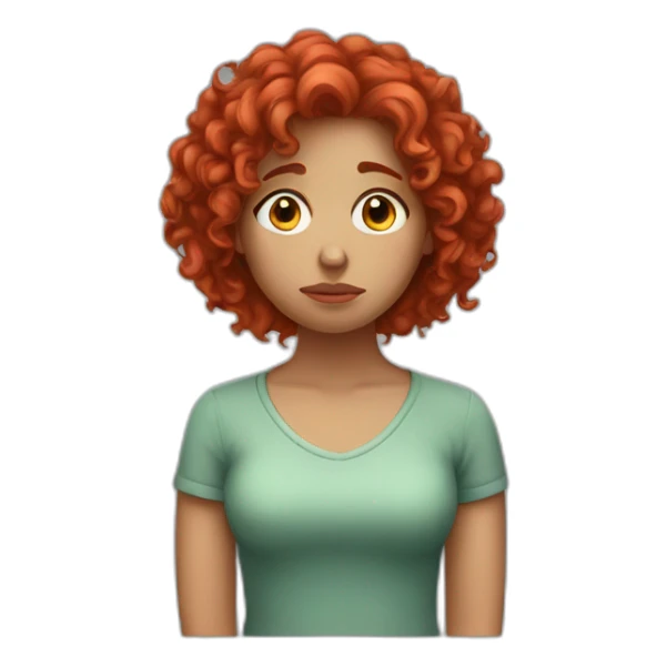 female with red curly hair feeling sad sticker