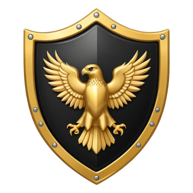 Hawk shield emblem in black and gold sticker