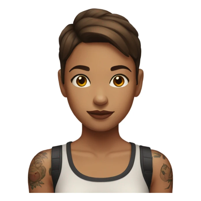 Girl with short brown hair and tattoos  sticker