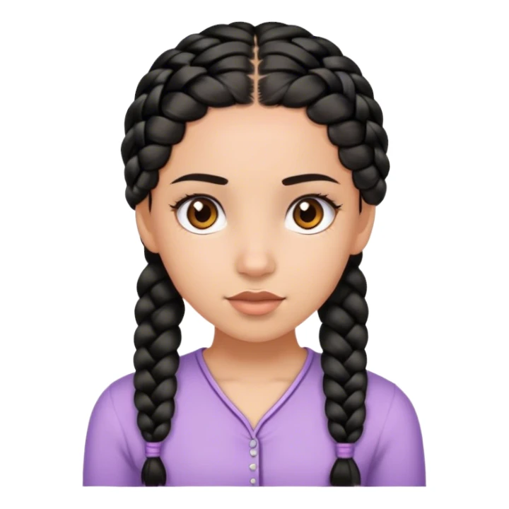 girl with brown eyes, black braided hair  sticker