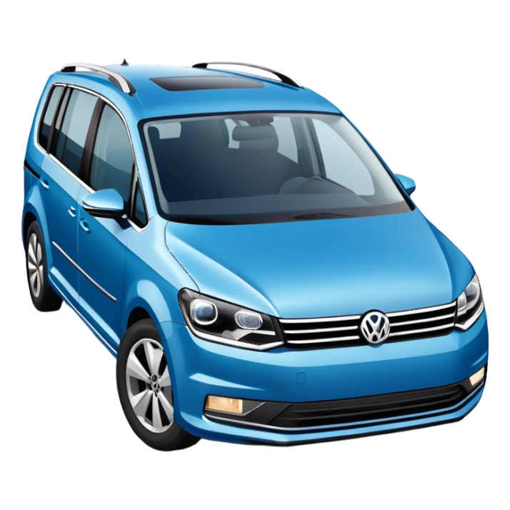 Blue Volkswagen Touran minivan from front angle sticker