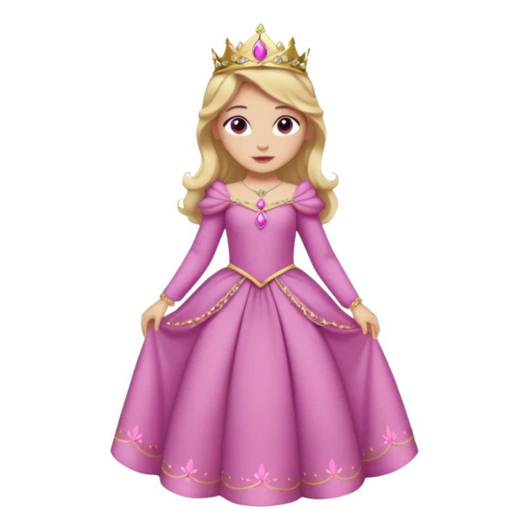 Princesa aurora Disney com vestido rosa escuro de manga comprida rosa claro com tiara pequena e dourada de corpo inteiro com olhos lilás fazendo uma pose sticker