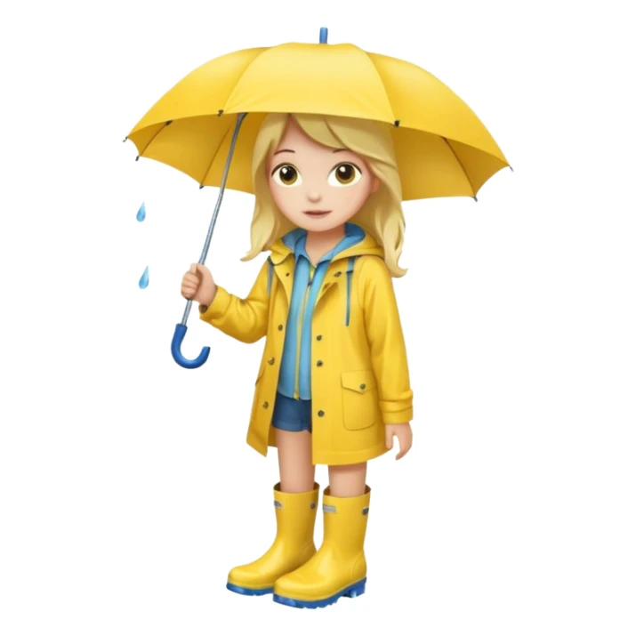 Girl in a yellow raincoat and rain boots sticker