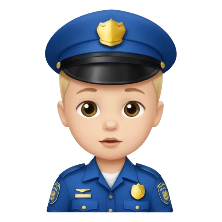 baby in police dress without cap sticker