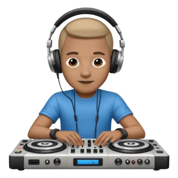 Dj playing music on his dj stand (ios emoji style) sticker