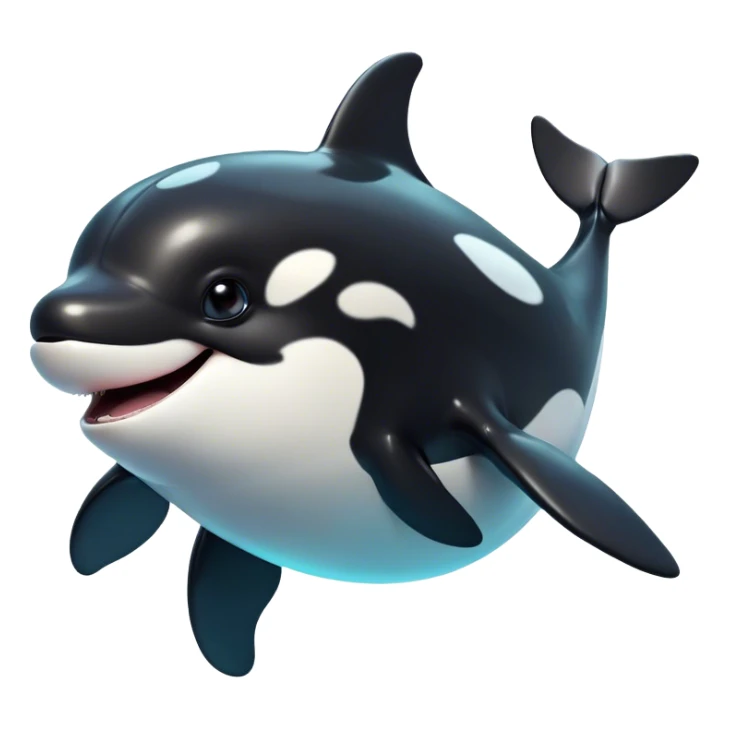 Cinematic Comical orca Portrait Emoji, Head tilted dramatically with an exaggeratedly shocked expression, featuring a sleek black-and-white body with wide, comically expressive eyes full of playful disbelief and animated flippers, Simplified yet hilariously expressive features, highly detailed, glowing with a slightly sassy oceanic glow, high shine, dramatic yet playful, stylized with an air of cheeky marine mischief, soft glowing outline, capturing the essence of a meme-worthy orca that looks ready to make waves with its hilariously dramatic antics! sticker