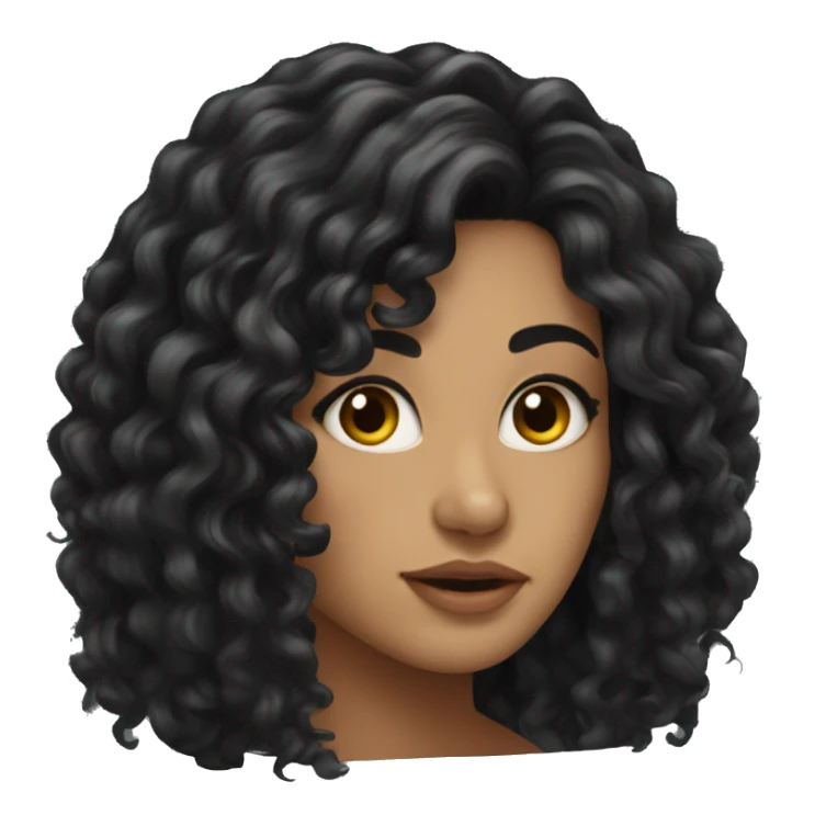 Head, Tan skin woman, thick long curly black hair , dark eyes sticker