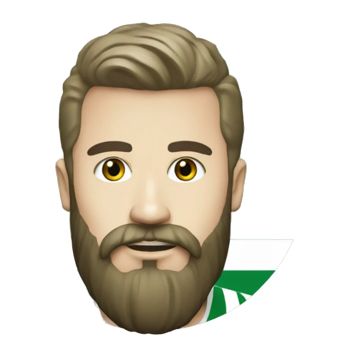 Man with beard wearing hammarby shirt with a real hammarby logo sticker