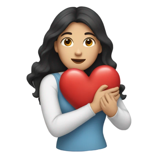 heart hugging heart woman with dark hair sticker