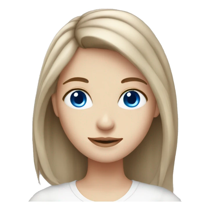 pale girl with brown medium length hair and blue eyes sticker