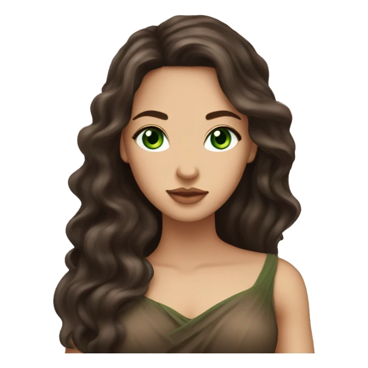 Aphrodite, long dark brown hair, green eyes, light skin sticker