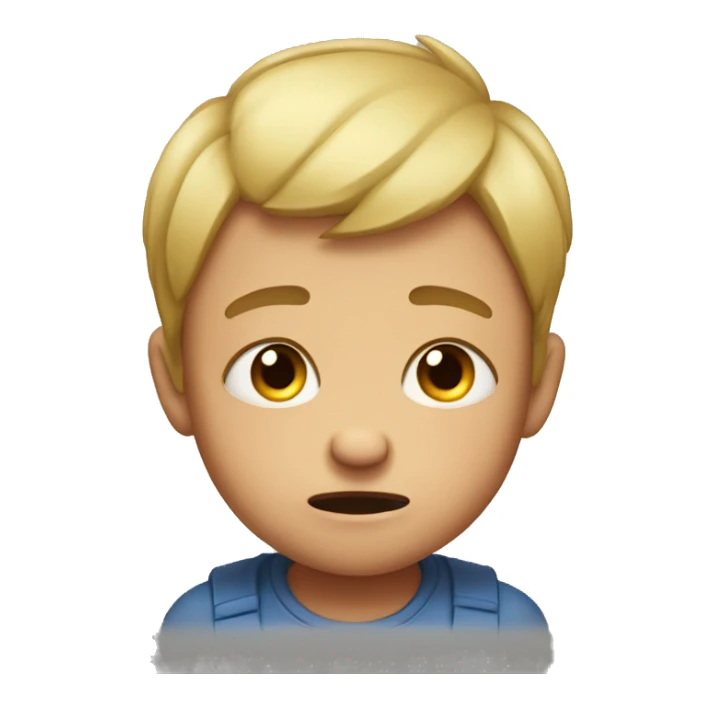 weak small boy with no muscles crying tears in his eyes sticker