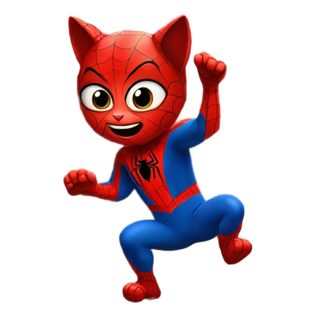 Cat in a Spider-Man suit climbing up a wall sticker