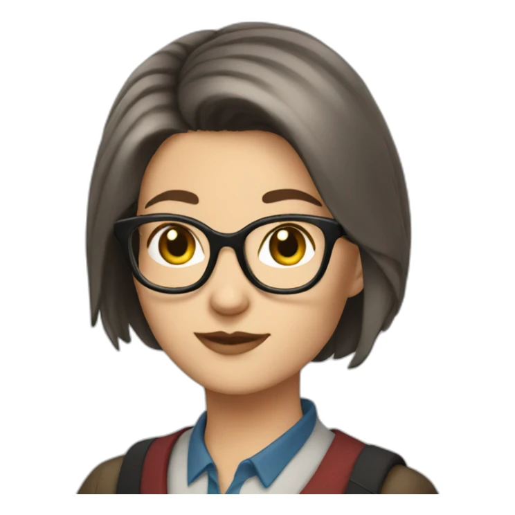 short-haired brunette librarian whis cats sticker