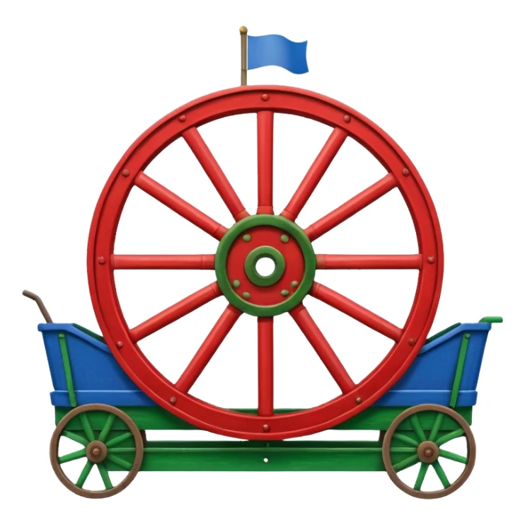 Un drapeau avec la moitié de bleu et l’autre de vert avec une roue de roulotte rouge au centre assez grande sticker