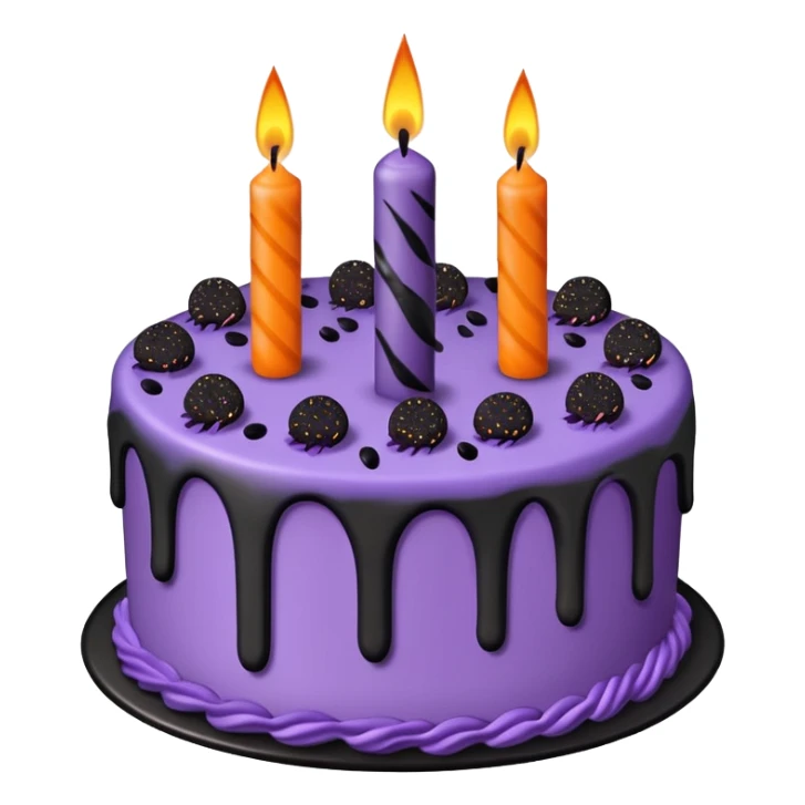 Halloween Birthday cake, purple, black, and orange sticker