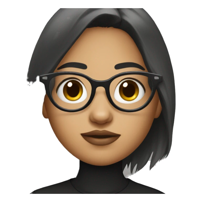 cute girl with black glasses and a wolf cut sticker