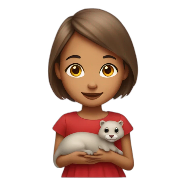 A girl on a loutre with little hearts sticker