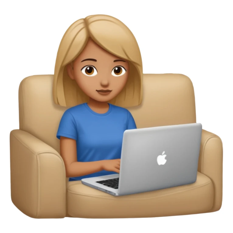 A girl is working with a laptop while lying on the sofa sticker