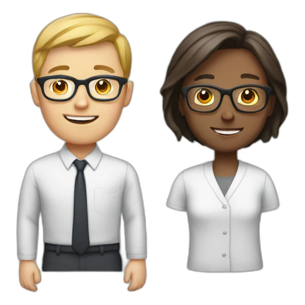 teacher with glasses young man white race sticker