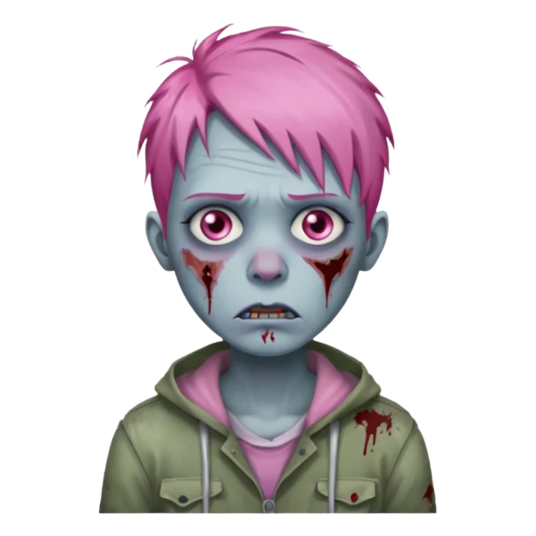 Sad zoombie pink hair sticker