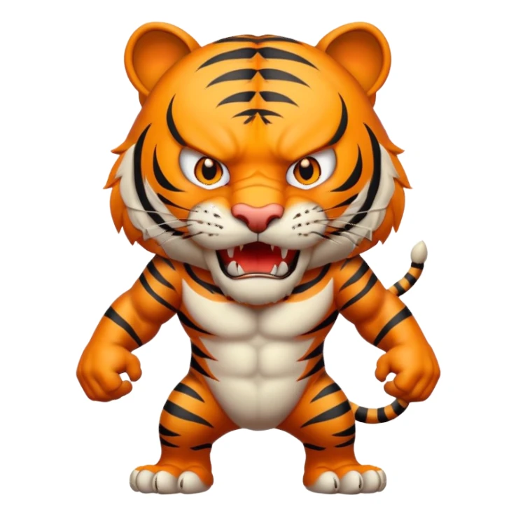 full body of angry tiger with fangs, front face  sticker