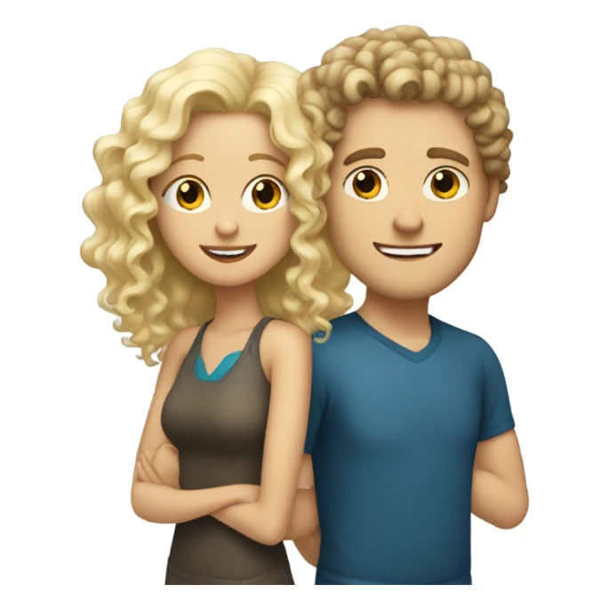 couple blonde girl and white guy with curly hair sticker