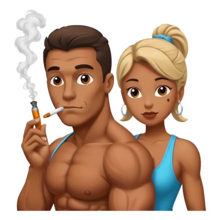 Bodybuilder and girlfriend smoking a Crack pipe sticker