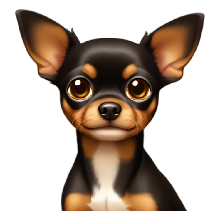 Russian toy terrier with dark brown head with light brown sticker
