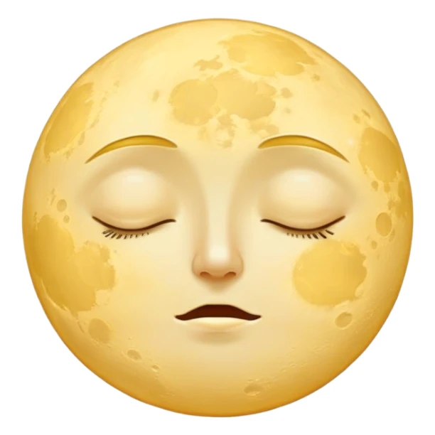 full yellow moon with sleepy drowsy face with closed eyes sticker