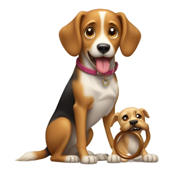 A male dog proposing to a female dog  sticker