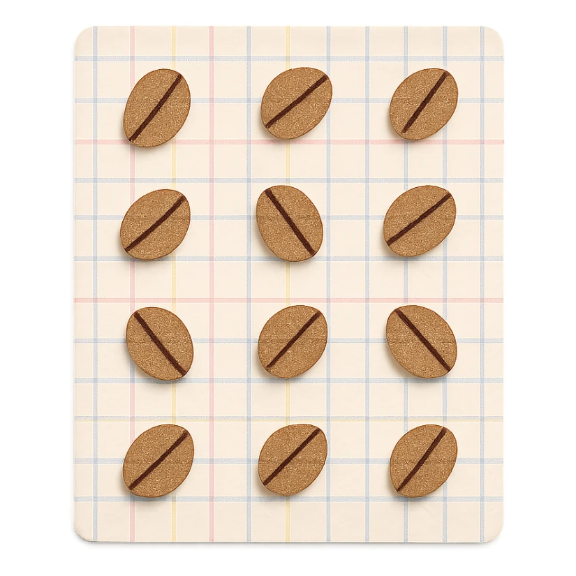 coffee bean pattern grid paper background with pastel lines, soft pastel style, transparent background sticker