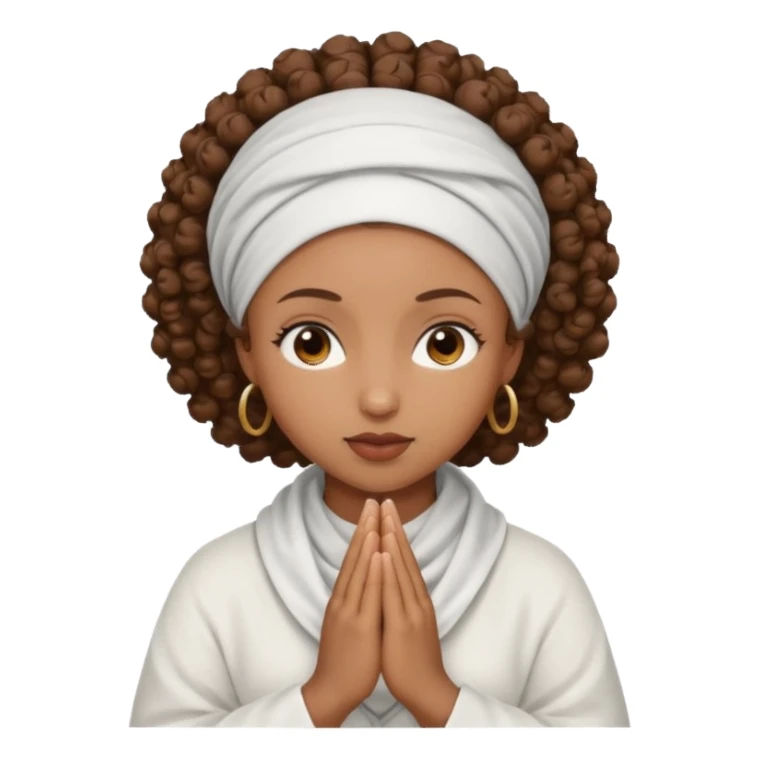 Curly hair Black women praying sticker