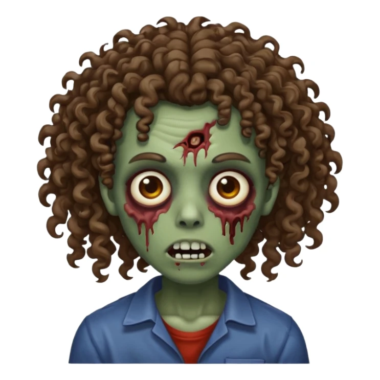 Zombie with lil bit curly medium brown hair sticker