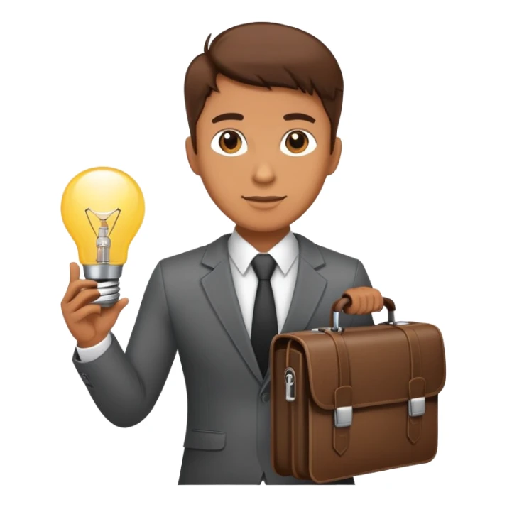 entrepreneur with briefcase and business ideas sticker