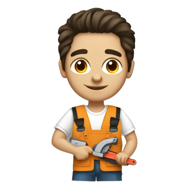 young Woodworker with miter saw caucasian dark hair sticker