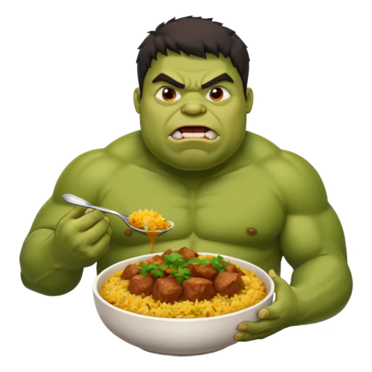Fat Hulk eating mutton curry biriyani sticker