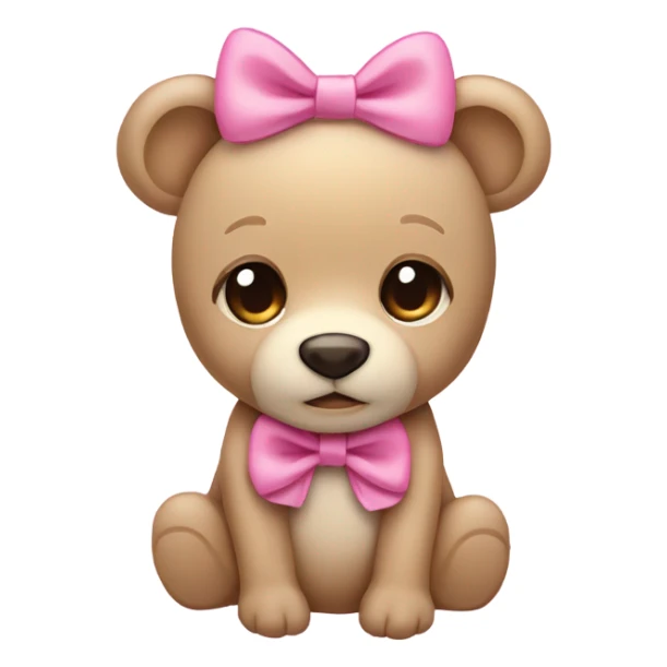 Light Beige teddy bear eyes wearing a pink bow on right ear sticker