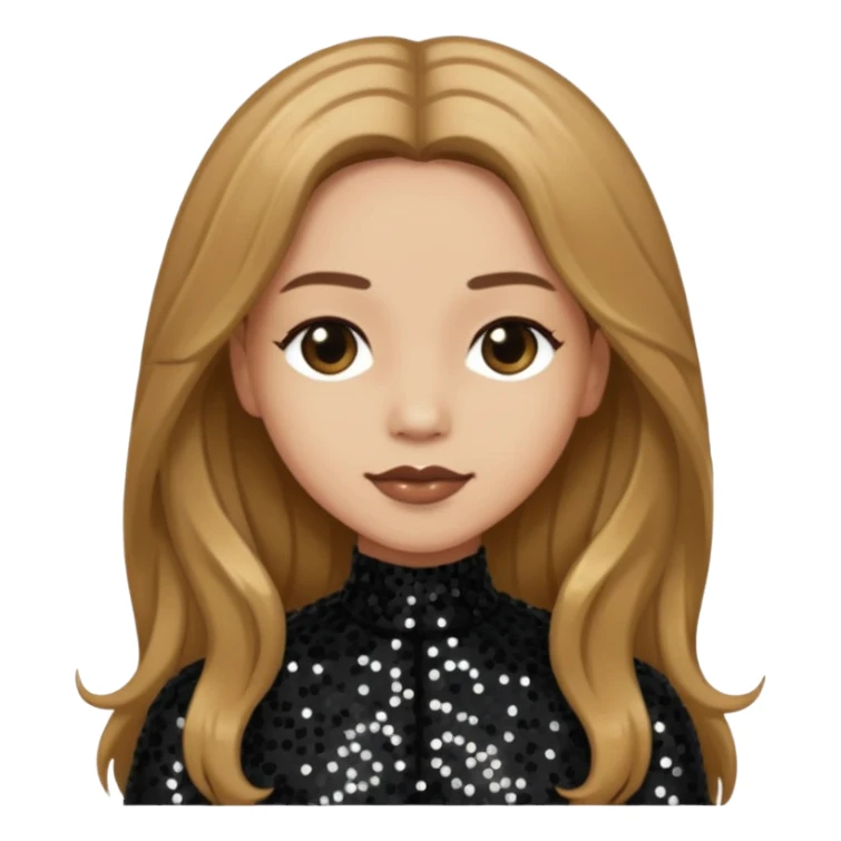 Head from Korn with long light brown hair, light skin, black sequin outfit sticker