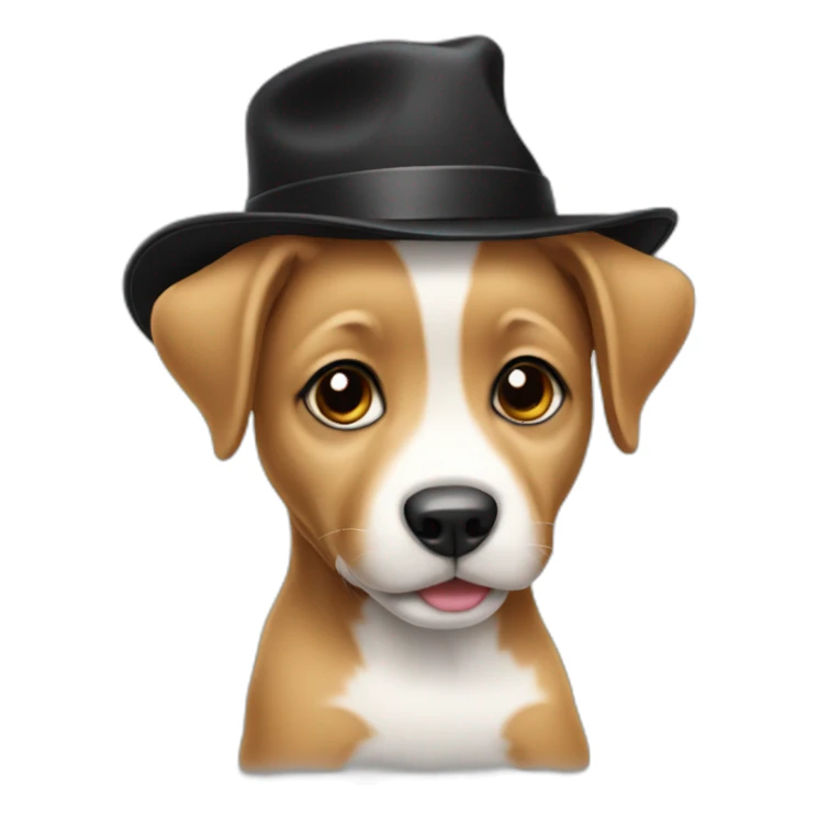 baby dog with a black hat sticker