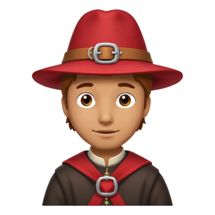 Man with red pilgrim-style hat and buckle.







































 sticker