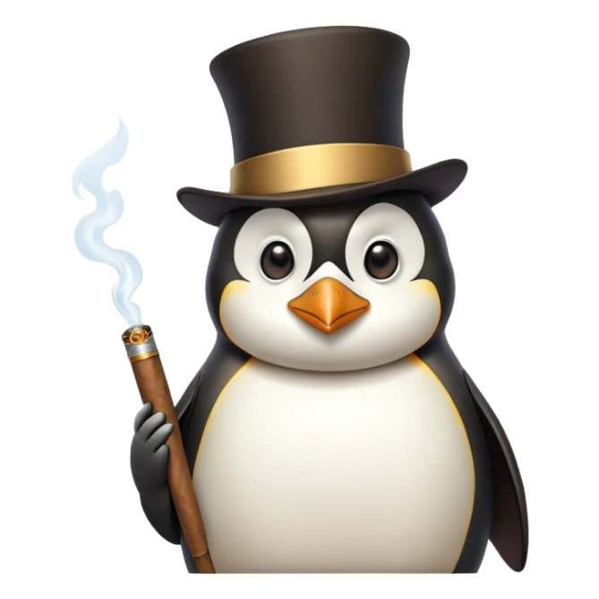 Penguin Wizard in a top hat and monacle and cigar sticker