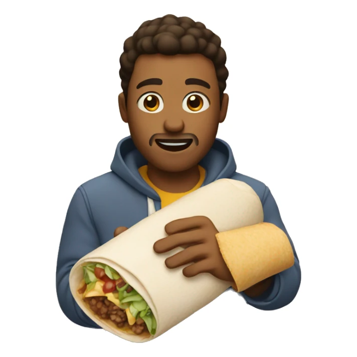 man holding a burrito like he is feeding a baby sticker