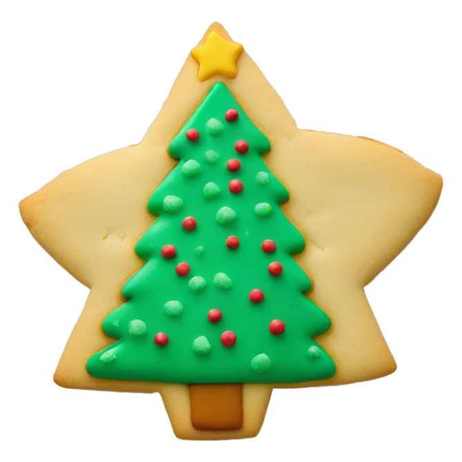 One Round sugar cookie with green Christmas tree in center of cookie sticker