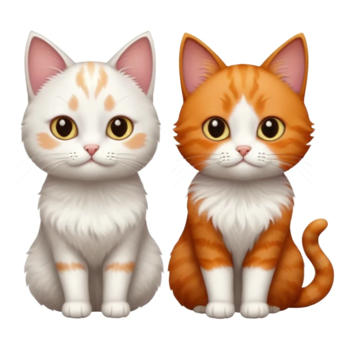 white cat and a black smaller cat and ginger short hair  sticker